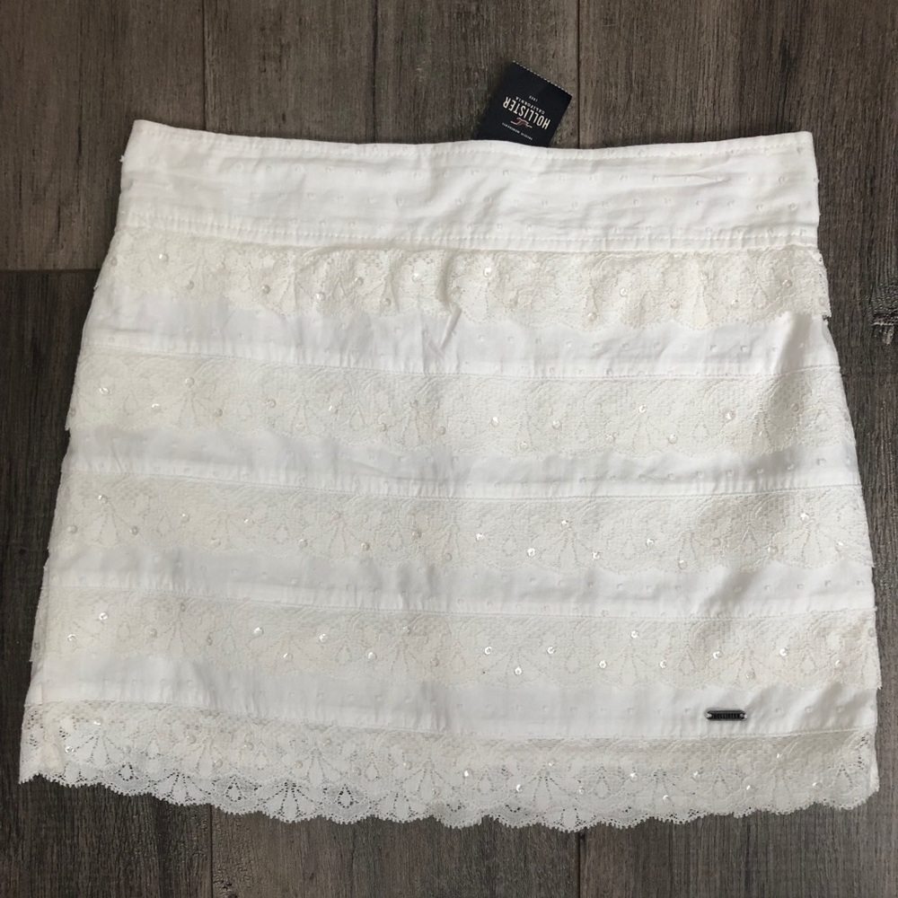 Hollister white lace skirt